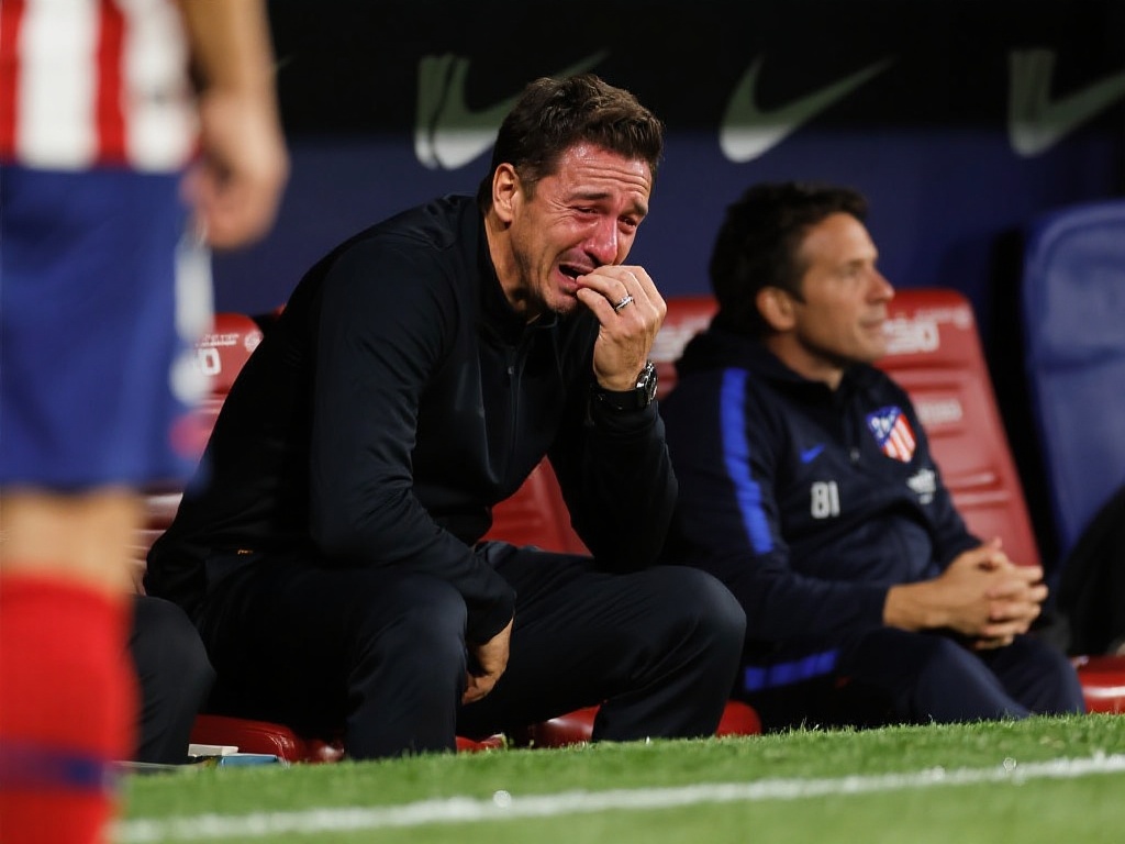 西蒙尼于国王杯遭巴萨淘汰后坐替补席情绪难掩